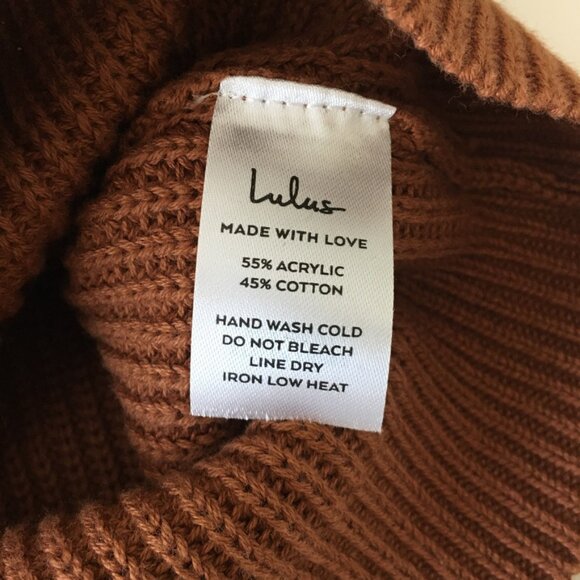 Lulus V Neck Sweater Womens Small Copper/Brown Dolman Sleeves - Picture 4 of 11